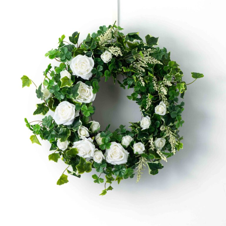 Irish Springs - Clover and Ivy Greenery with White Patrick's Day Wreath