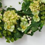 Close-up of blooms and berries on this Bells of Ireland - Green Everyday Spring Wreath