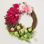 Cute As A Button - Mixed Dahlia and Garden Front Door Wreath - Pink