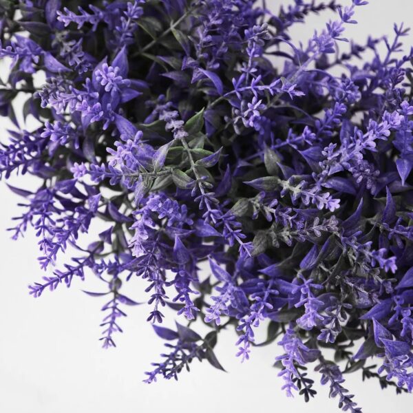 Close-up of blooms and berries on this Lifelike Faux Garden Lavender Spring Protected Outdoor Wreath