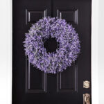 Lifelike Faux Garden Lavender Spring Summer Purple Front Door UV - Protected Outdoor Wreath
