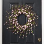Alternate angle of the Light Pink Cherry Blossom Wispy Spring Summer Wreath showing wreath face