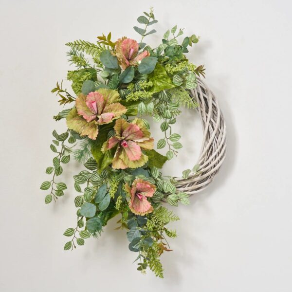 Mixed Tropical Leaf and Wild Vines Everyday Spring Wreath - Green