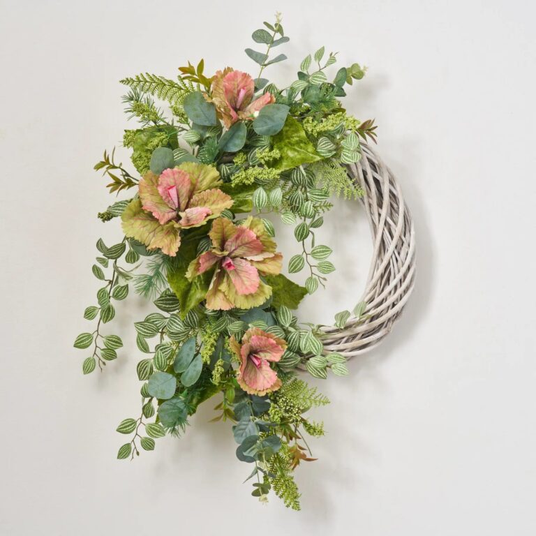 Mixed Tropical Leaf and Wild Vines Everyday Spring Wreath - Green