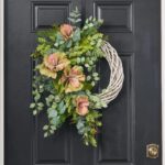 Alternate angle of the Mixed Tropical Everyday Spring Wreath showing wreath face