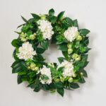 Clover Patch - White Hydrangea, Green Ranunculus and Mixed Day Spring Wreath - Green