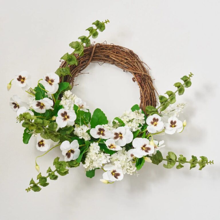 Irish Springs - Bells of Ireland, White Pansy Day Spring Wreath - Green
