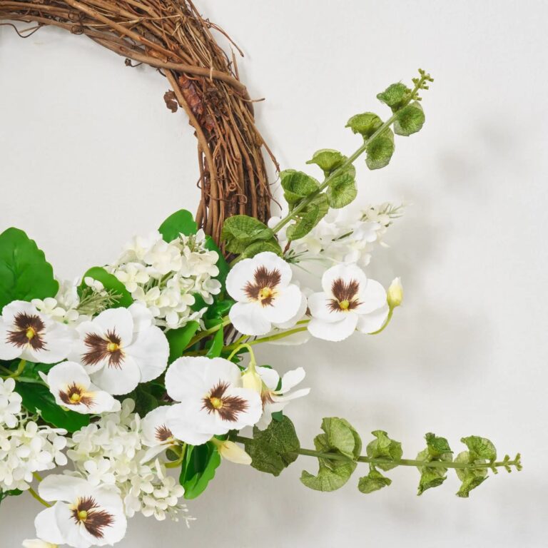 Close-up of blooms and berries on this Irish Springs - Bells Day Spring Wreath