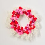 Alternate angle of the Velvet Romance - Pink Valentine's Day Wreath showing wreath face texture