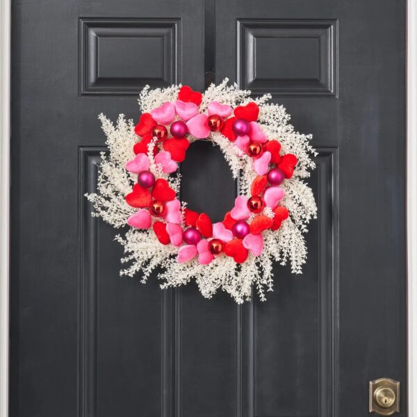 Velvet Romance - Pink and Red Velvet Hearts Valentine's Day Wreath