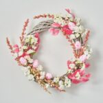 Alternate angle of the Easter Tea House - Pink Front Door Wreath showing wreath face
