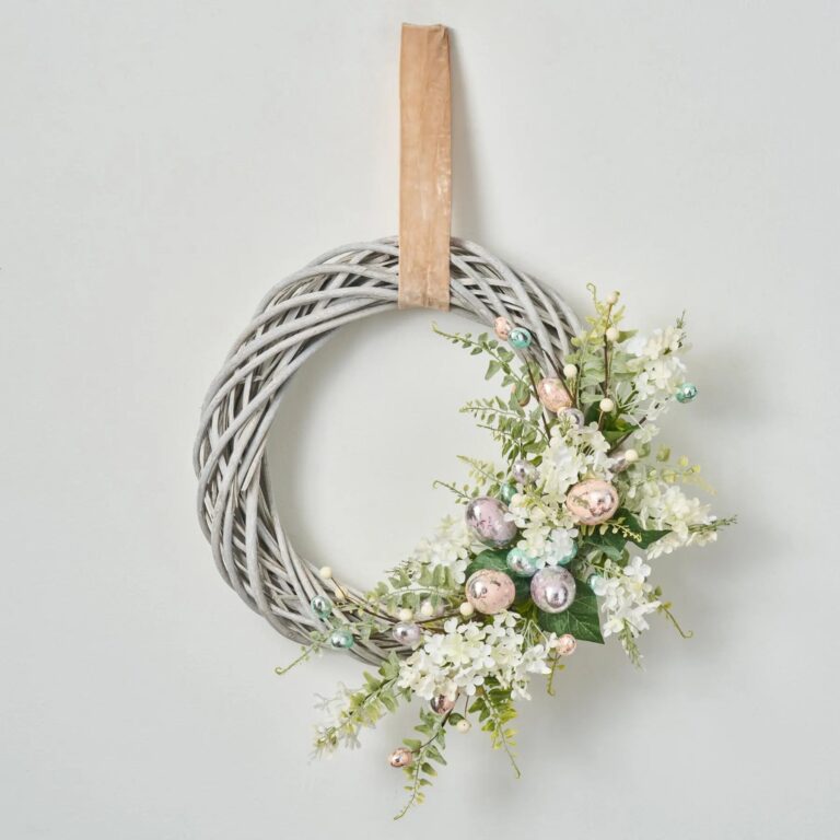 Easter Egg Hunt - Vintage Chocolate Eggs and White Pink Velvet Ribbon Asymmetrical Spring Summer