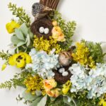 Close-up of blooms and berries on this Spring in the Neighborhood Front Door Wreath
