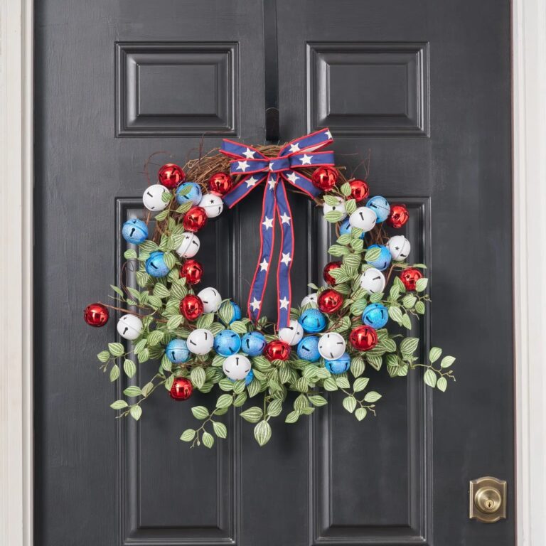 America 250 Celebration - Red, White and Blue Bells Front Door Wreath - 22 inch