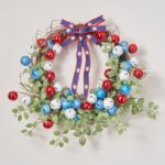 Close-up of blooms and berries on this America 250 Celebration - Red, Front Door Wreath