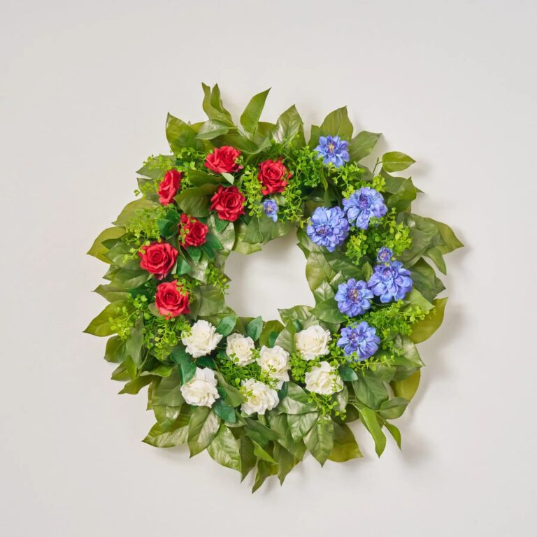 American Beauty Blooms - Red, White and Blue Mini Front Door Wreath - 24 inch