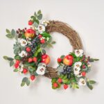 Strawberry Days - Red Strawberries, Apples, Black Raspberries, Blueberries Door Fruit Wreath
