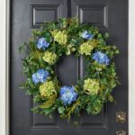 Close-up detail capturing ribbon and accent detail of the Blue and Green Hydrangea Front Everyday