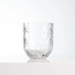 Alternate angle of the Small Geometric Cut Glass Look Look Cylinder Vase showing bloom arrangement