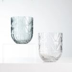 Small Geometric Cut Glass Look Cylinder Vase - 2 Color Options