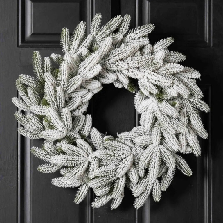 Snowy Flocked Winter Pine Christmas Holiday Wreath - 22 inch