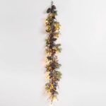 Close-up of greenery along the garland on this Snowy Norway Spruce and Pinecone Winter Christmas