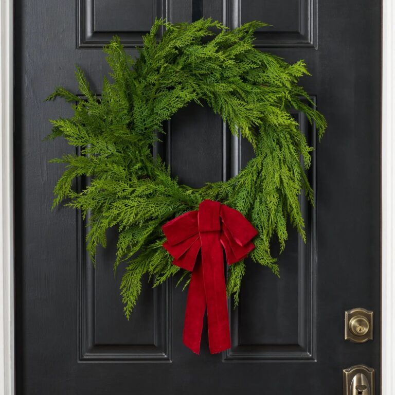Real Touch Lebanon Cedar Outdoor Winter Greenery 24 inch 6 Holiday Bow Options
