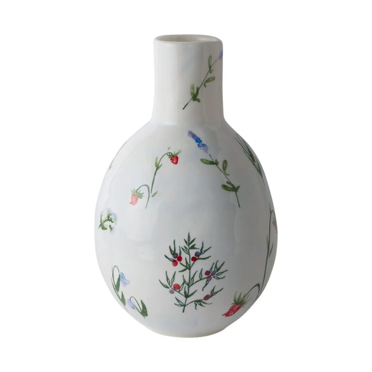 Sweet Spring White Ceramic Floral Bouquet Bud Vase Decor