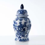Full display view of the Blue and White Porcelain Chinoiserie Vessel Collection decorative vase with