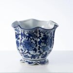 Close-up detail capturing glass texture detail of the Blue and White Porcelain Chinoiserie Vessel Collection
