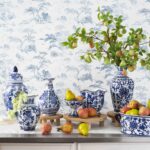 Alternate angle of the Blue and White Porcelain Chinoiserie Terrine - Default showing full plant