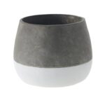 Modern Rustic Gray and White Ceramic Planter Pot