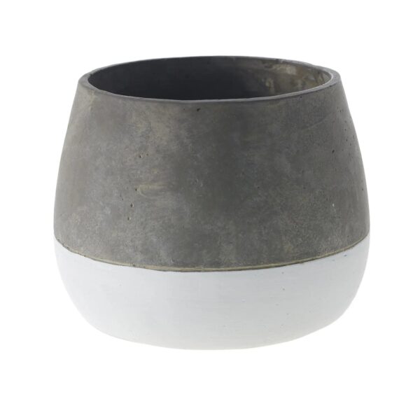 Modern Rustic Gray and White Ceramic Planter Pot