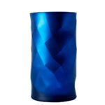 Frosted Blue and Rose Gold Tall Geometric Glass Flower Vase Vessel - Blue