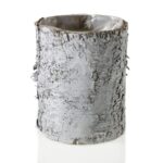 Small White Natural Birch Wood Wrapped Cylinder Planter