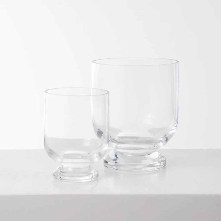Clear GlassFooted Bowl Urn Flower Hollis Vase - Two Size Options
