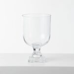 Clear Glass Large Hurricane Compote Floral Vase Fruit Vessel - Clear