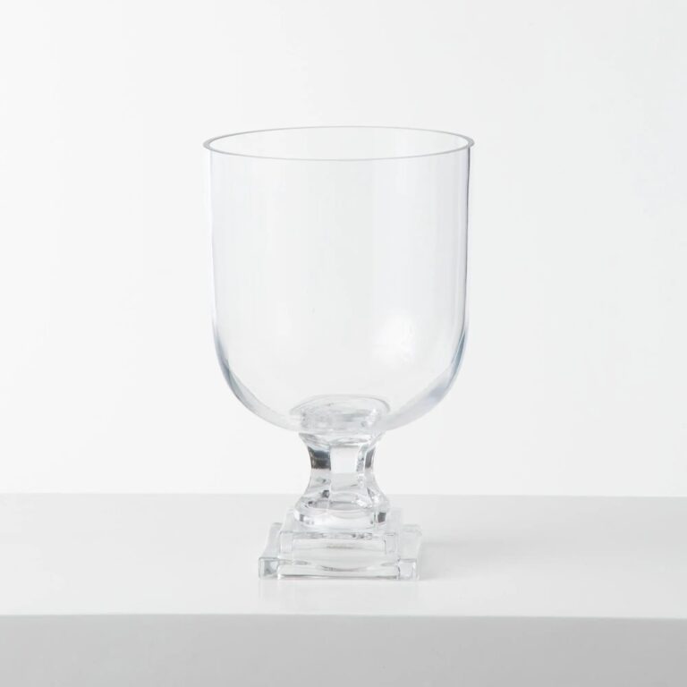 Clear Glass Large Hurricane Compote Floral Vase Fruit Vessel - Clear