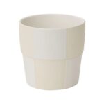 Two - Toned Beige and Cream Ceramic Checkerboard Pot, artificial plant