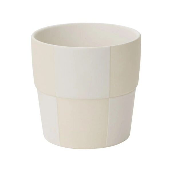 Two - Toned Beige and Cream Ceramic Checkerboard Pot, artificial plant