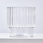 Ribbed Clear Glass Fluted Vase Modern Decorative Vessel