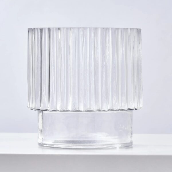 Ribbed Clear Glass Fluted Vase Modern Decorative Vessel