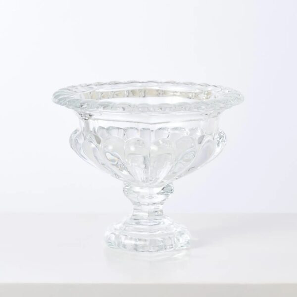 Clear Crystal Glass Beveled Pedestal Decorative Compote Bowl Vase - Clear Glass