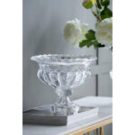 Close-up detail capturing glass texture detail of the Clear Crystal Glass Beveled Pedestal Compote Bowl