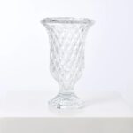 Diamond Cut Clear Crystal Glass Decorative Urn Vase - Clear Glass