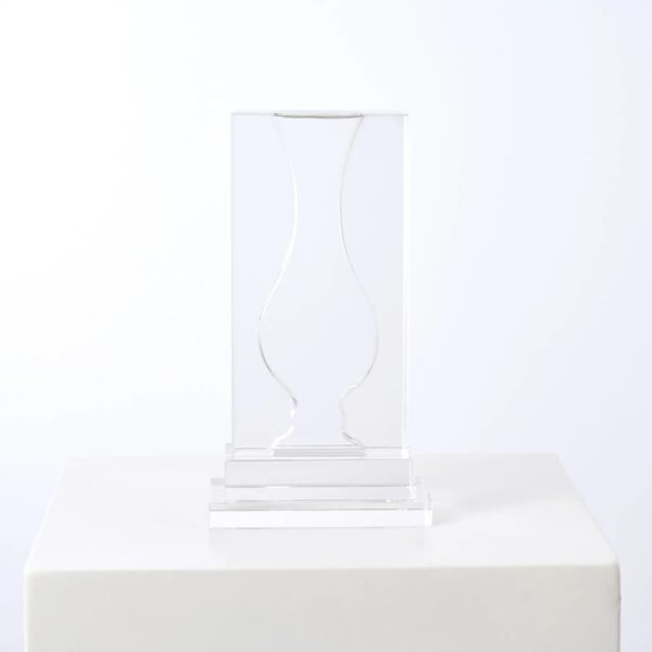 Close-up of vase silhouette detail on this Block Cut Crystal Glass Vase Crystal Glass Vase