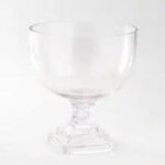 Footed Square Pedestal Vessel Clear Glass Display Bowl - Clear, decorative vase