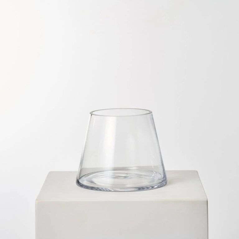 Tapered Cut Glass Vase Angled Floral Bouquet Vessel