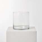 Large Handblown Clear Glass Cylinder Vase