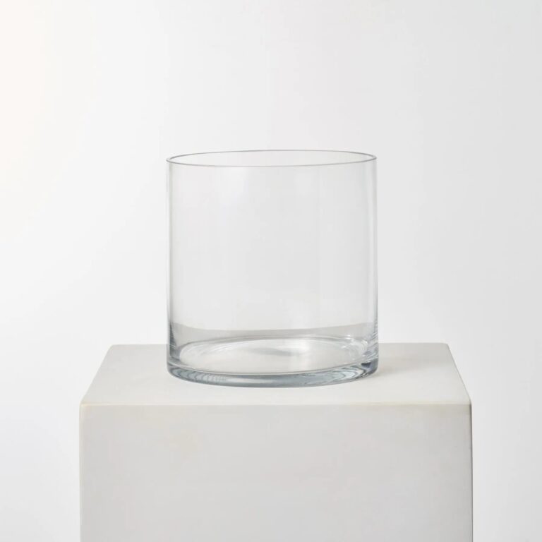 Large Handblown Clear Glass Cylinder Vase